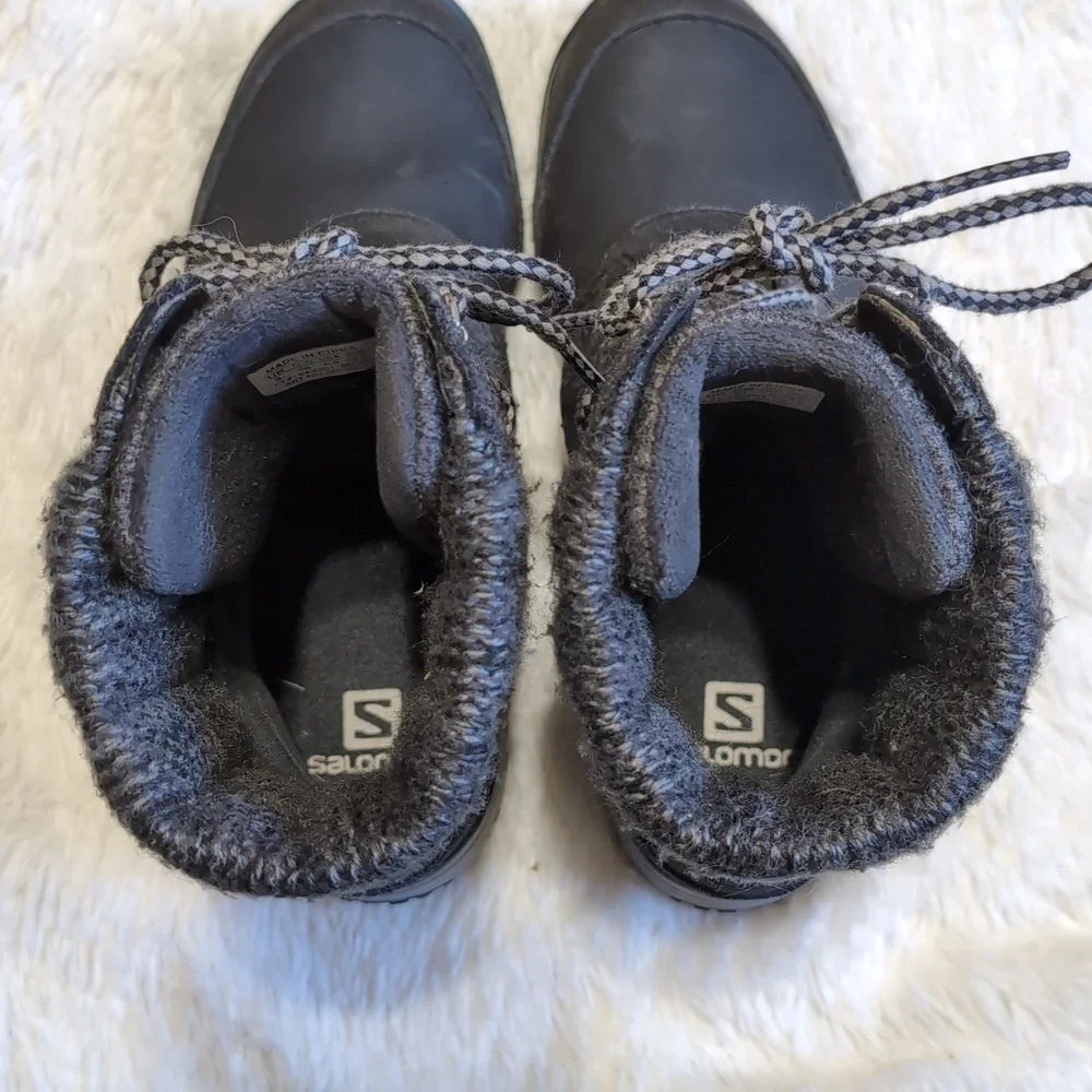 Salomon Wool & Suede Leather Grey/Black Waterproof Hime Mid Boots
